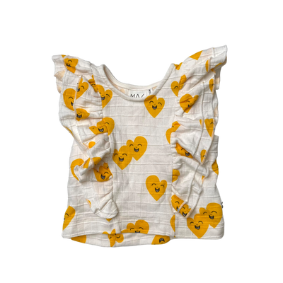 Mainio frill t-shirt, smiley hearts | 86/92cm