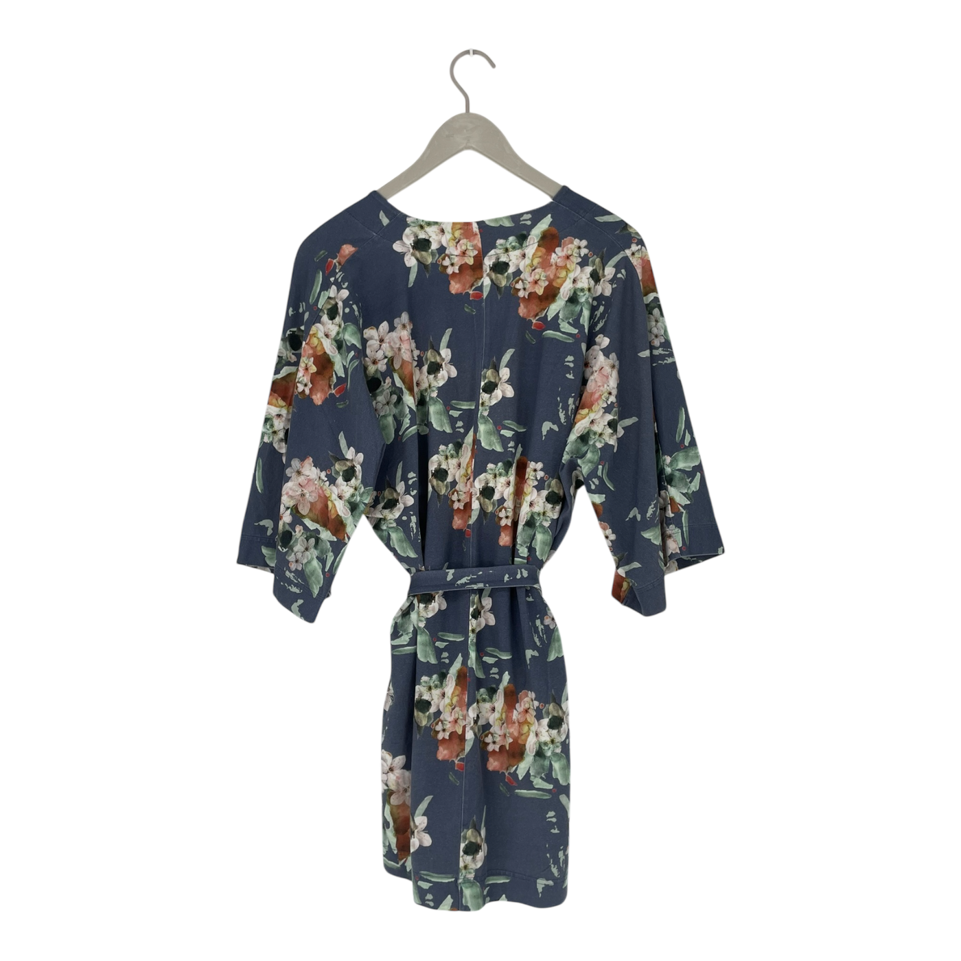 Kaiko wrapped kimono, blue blossom | woman L/XL
