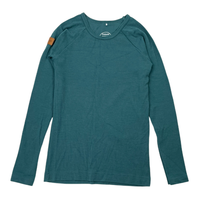 Metsola rib merino shirt, green | 146cm