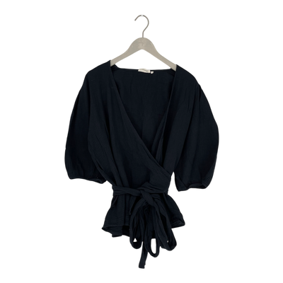 Kaiko muslin wrap blouse, black | woman L