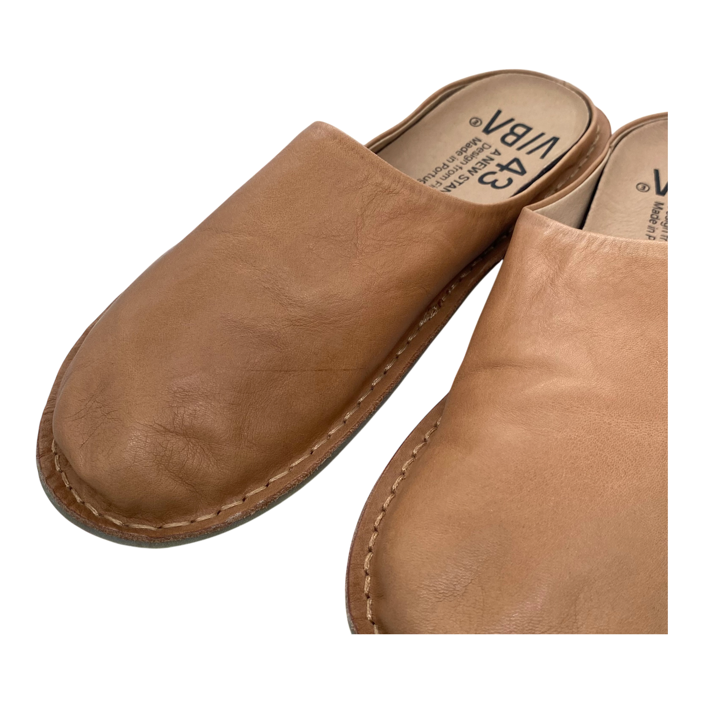 VIBAe Roma leather slippers, fawn tan | 43