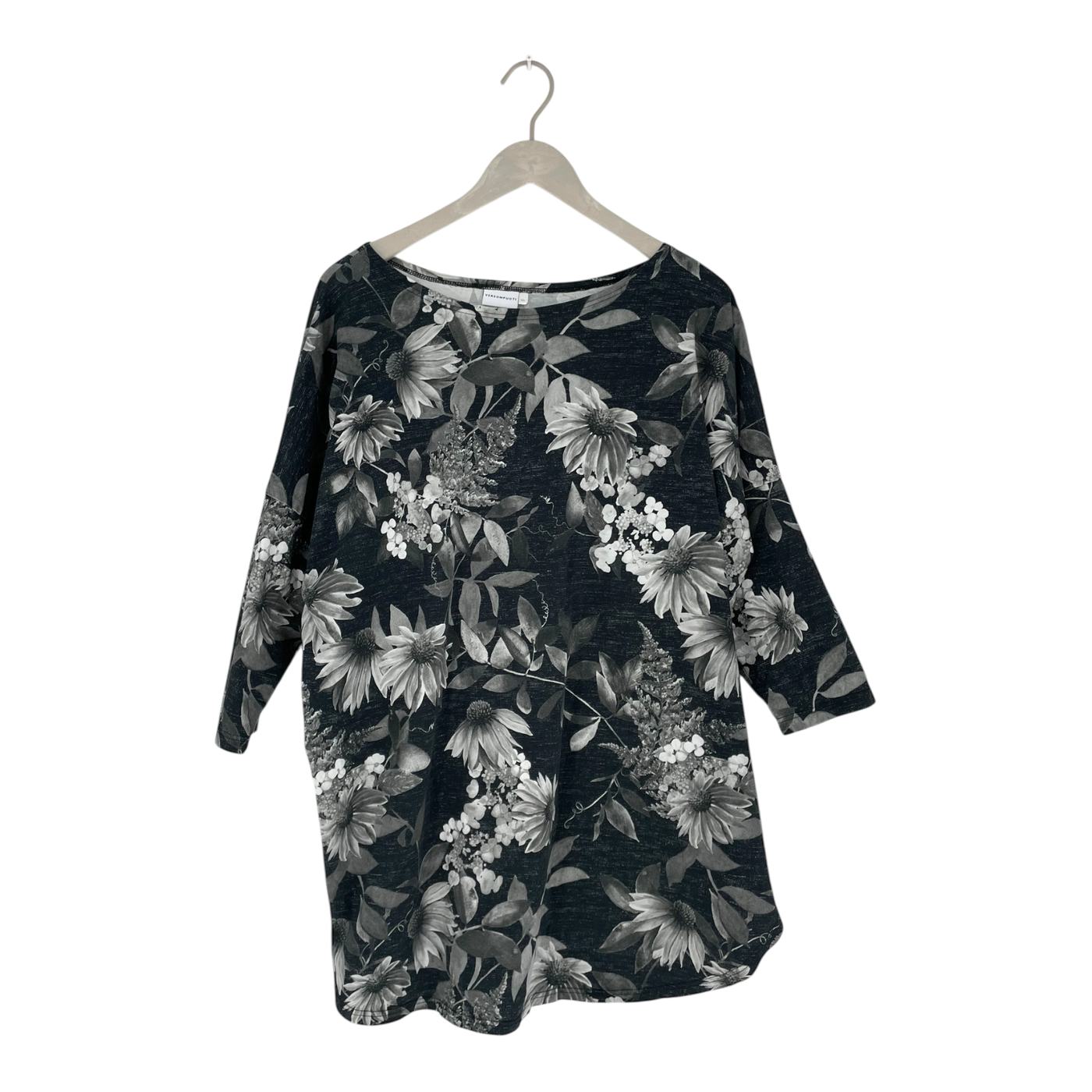 Versonpuoti tunic shirt, grey flowers | woman XXL