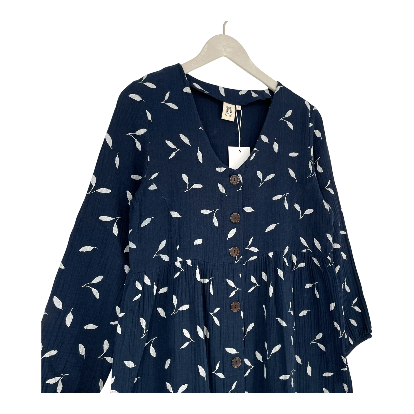 Kaiko muslin button dress, indigo wind | woman S