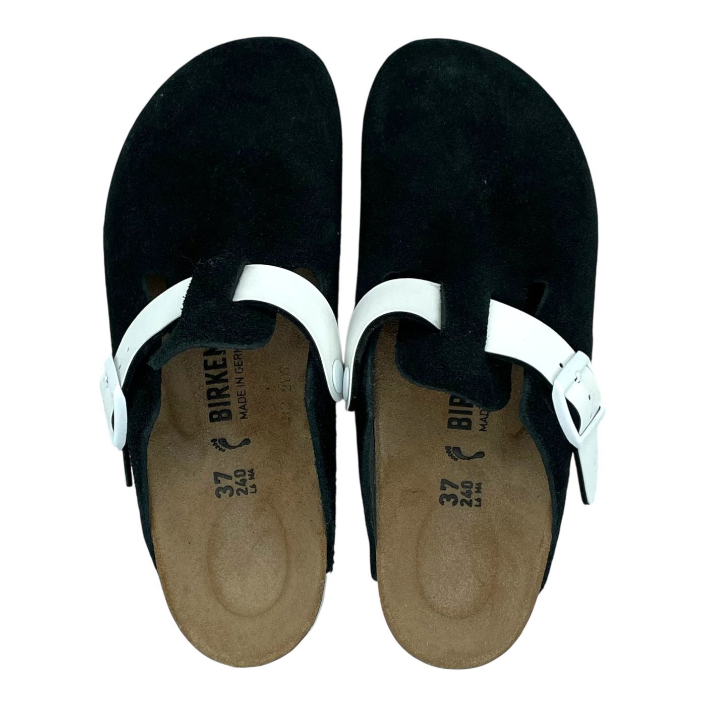 Birkenstock boston suede clog, black/white | 37