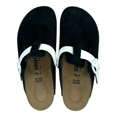 Birkenstock boston suede clog, black/white | 37