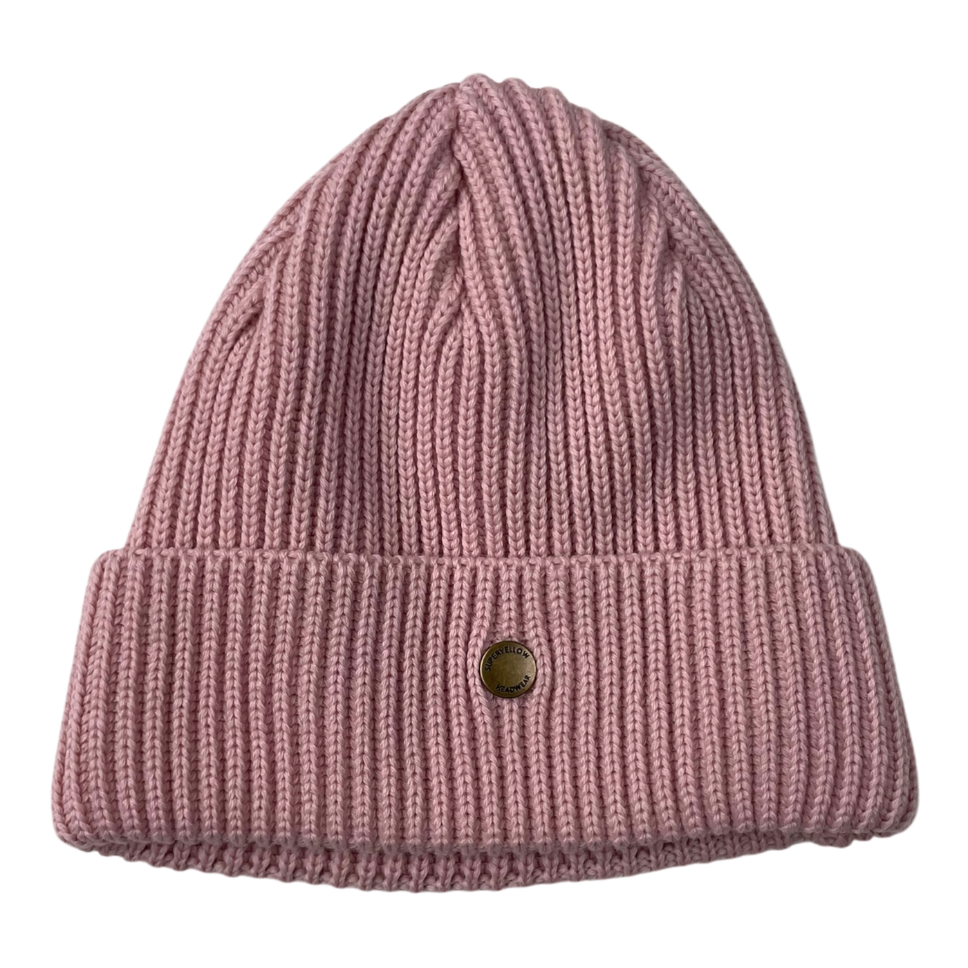 Superyellow merino wool beanie, pink | adult onesize