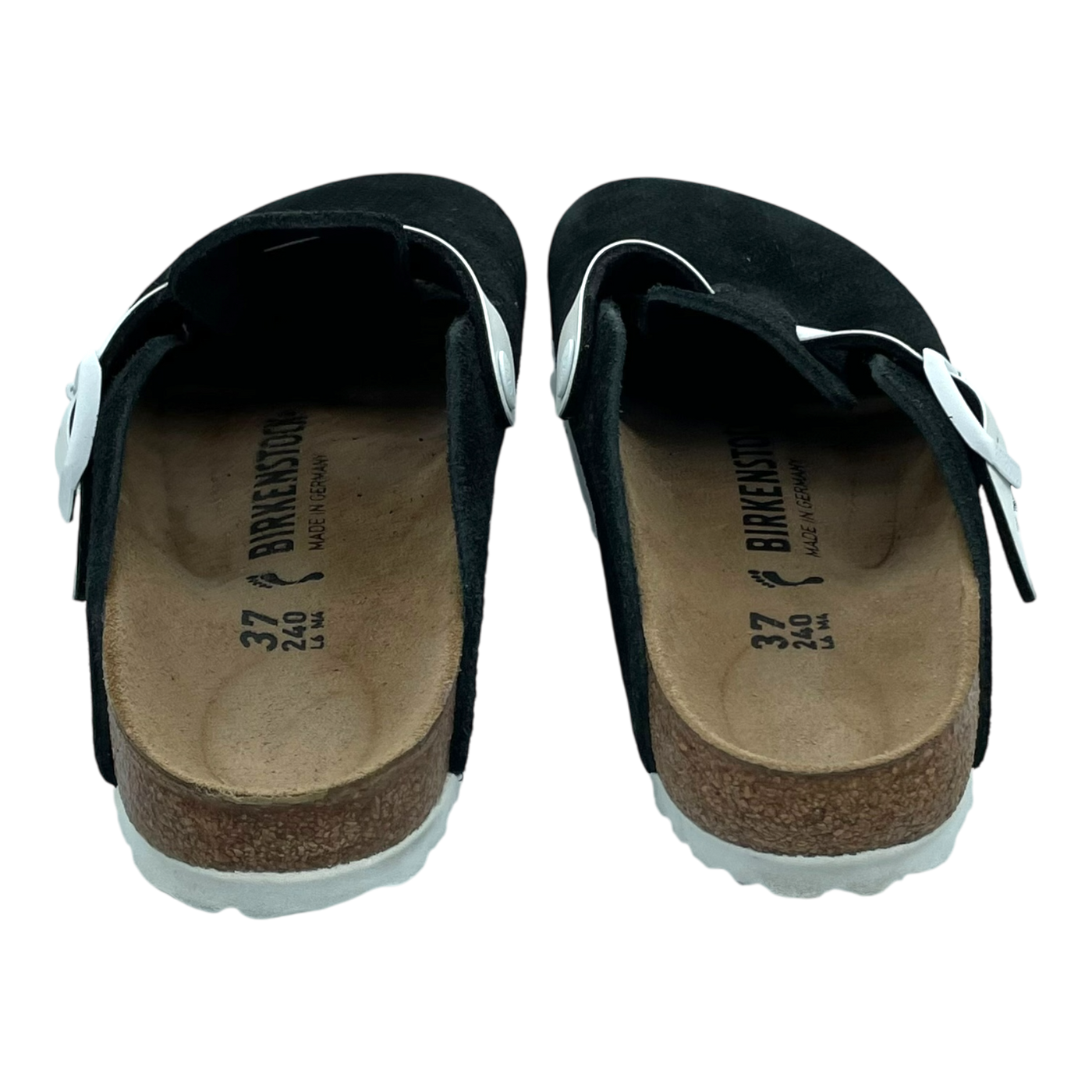 Birkenstock boston suede clog, black/white | 37