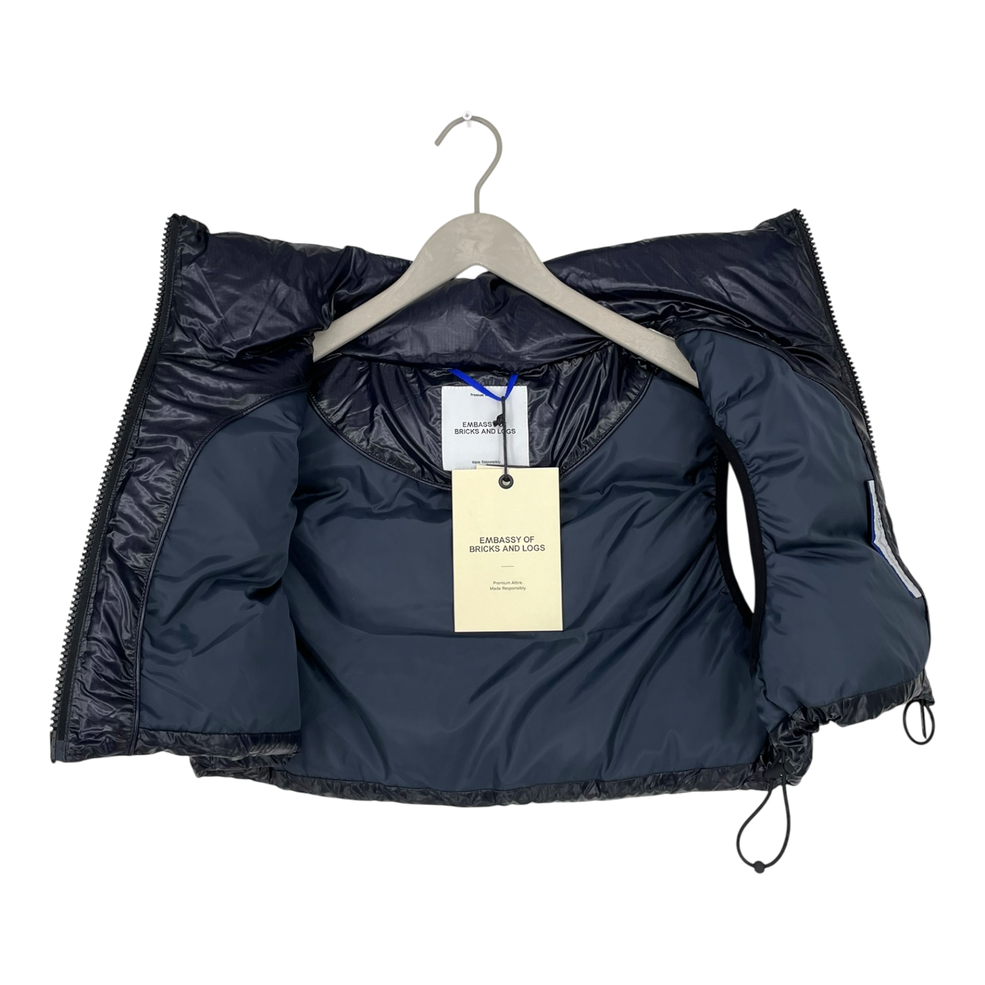 Embassy of Bricks and Logs vienna puffer vest, shiny dark navy | unisex S