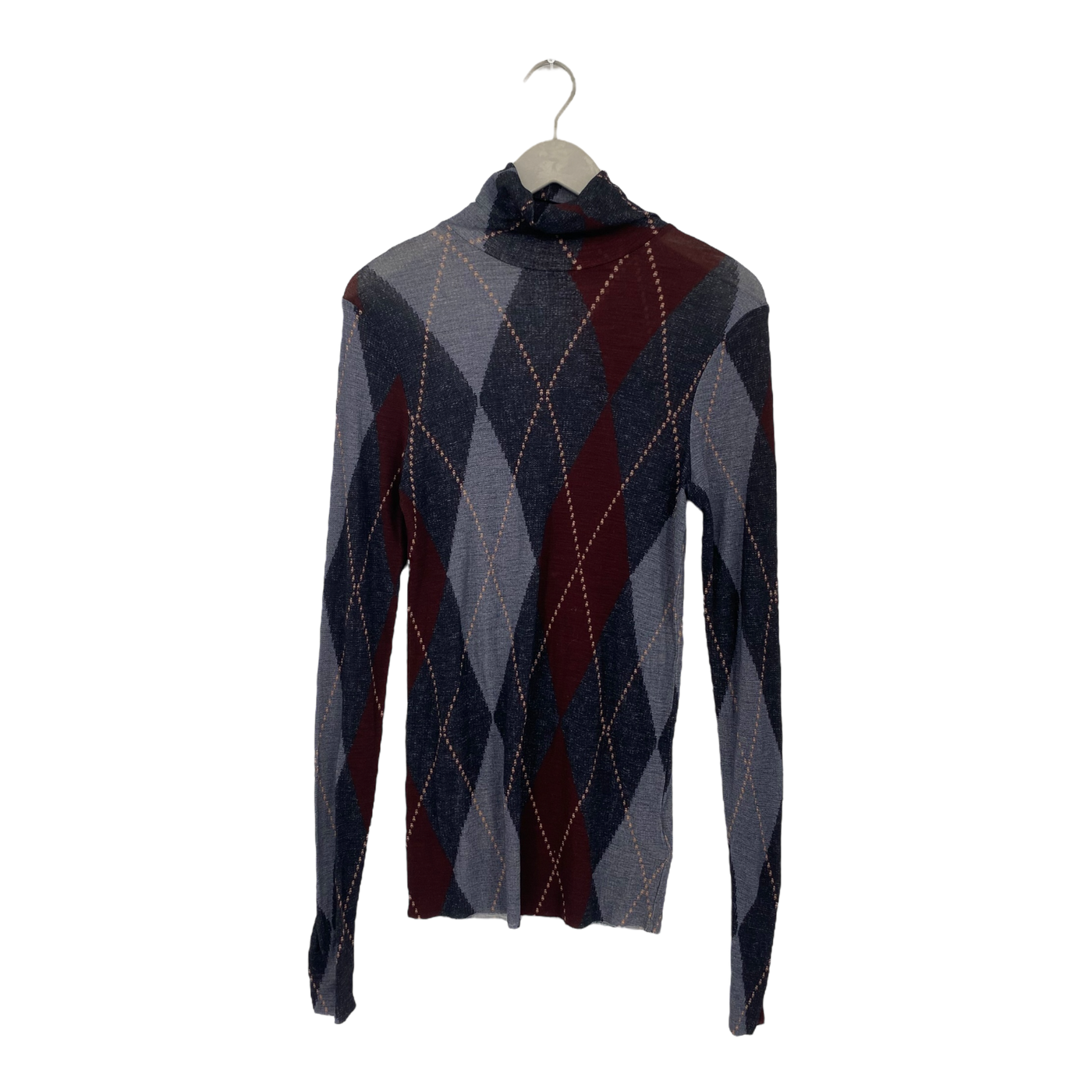 COS wool turtleneck shirt, argyle | woman L