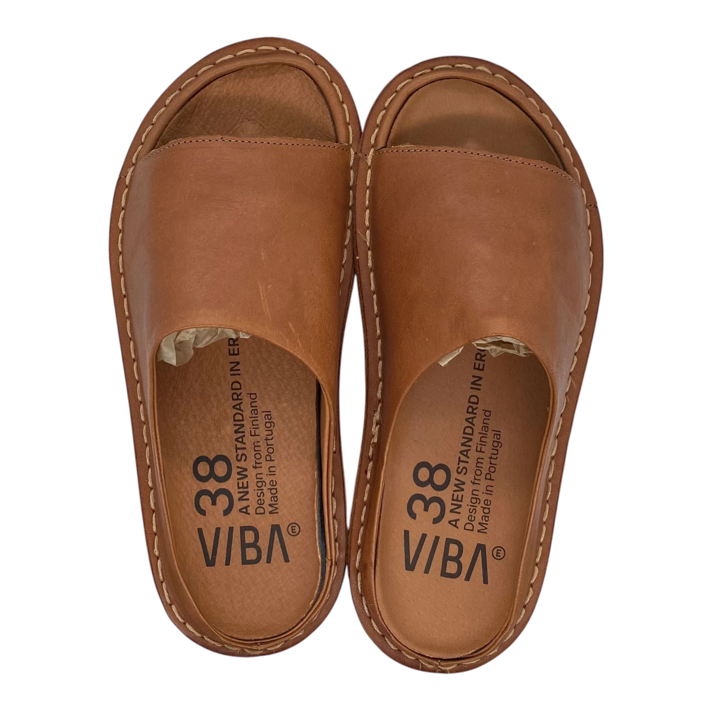 VIBAe Saint Tropez leather sandals, cognac brown | 38