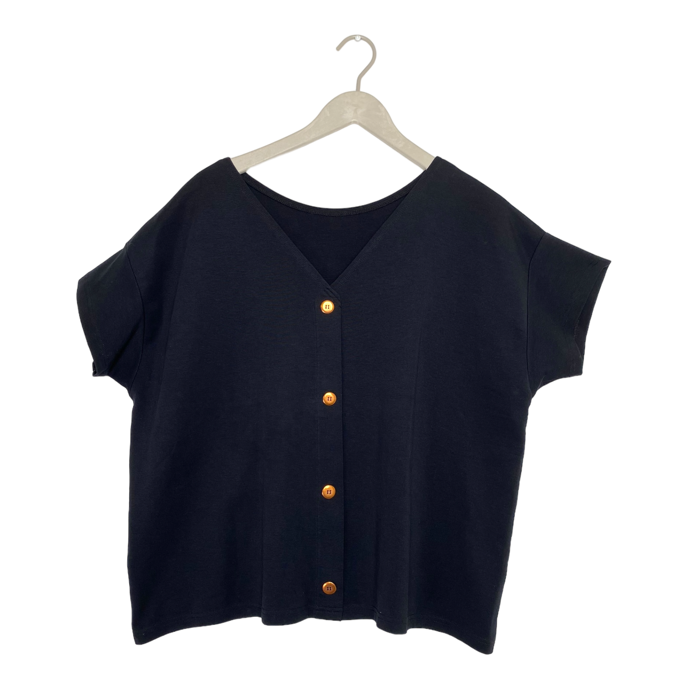 Aarre celene button top, black | woman 4XL