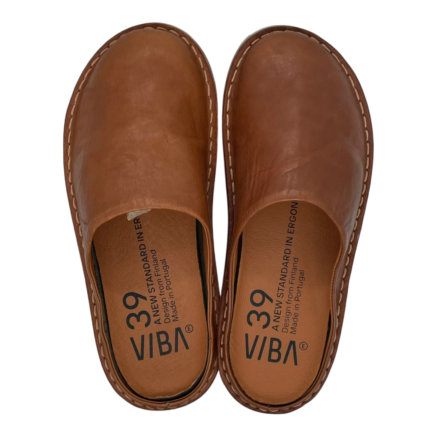 VIBAe Roma leather slippers, cognac brown | 39