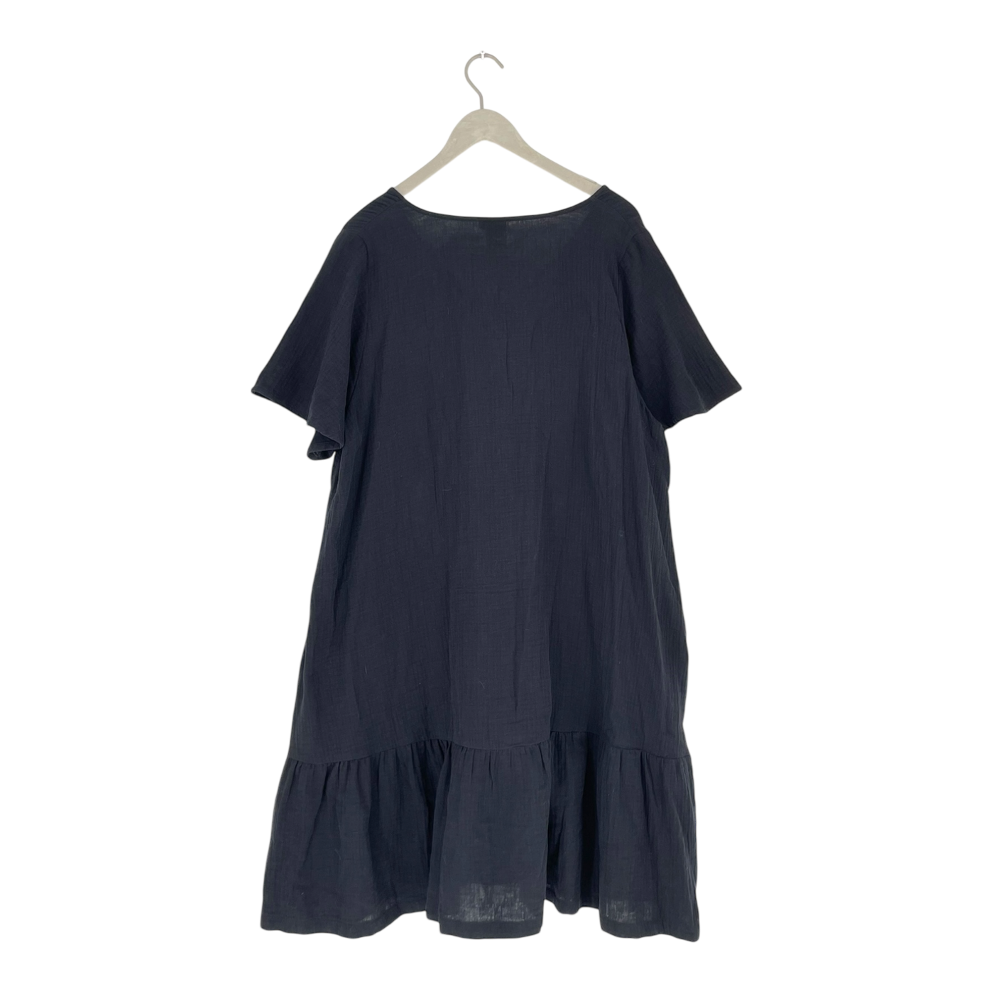 Kaiko muslin frill button dress, black | woman XL