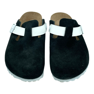 Birkenstock boston suede clog, black/white | 37