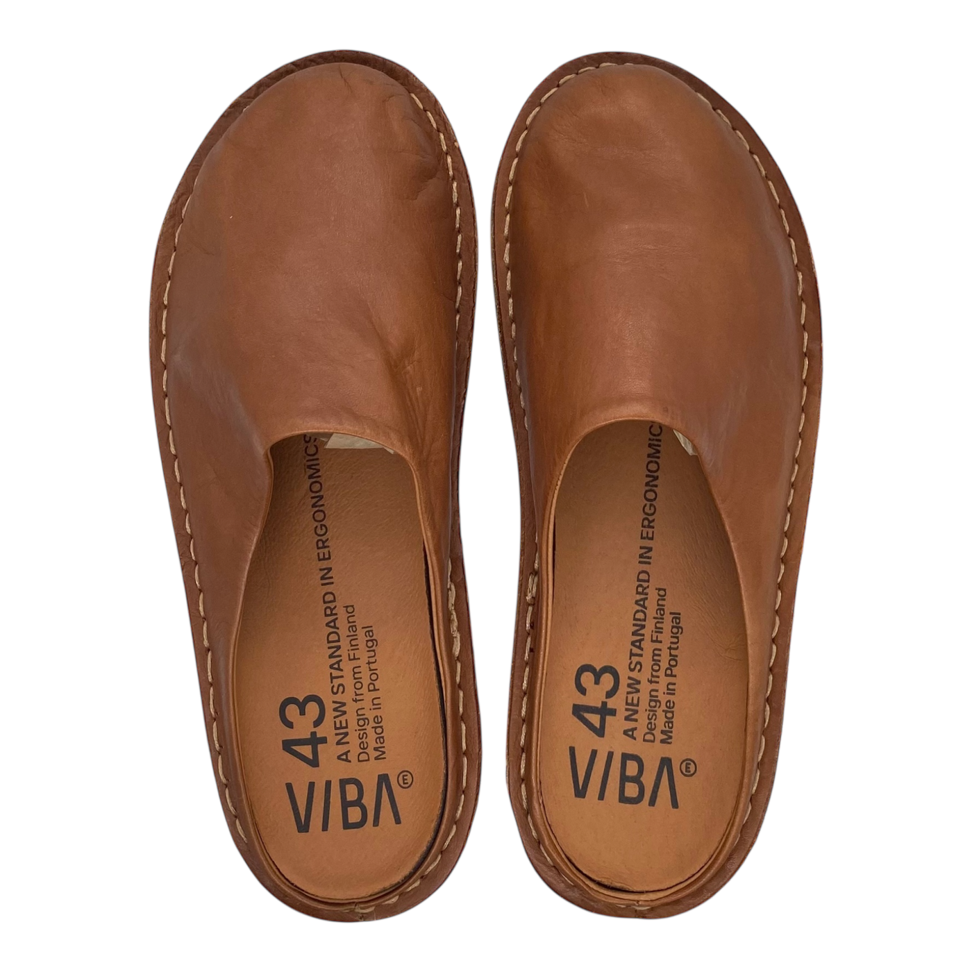 VIBAe Roma leather slippers, cognac brown | 43