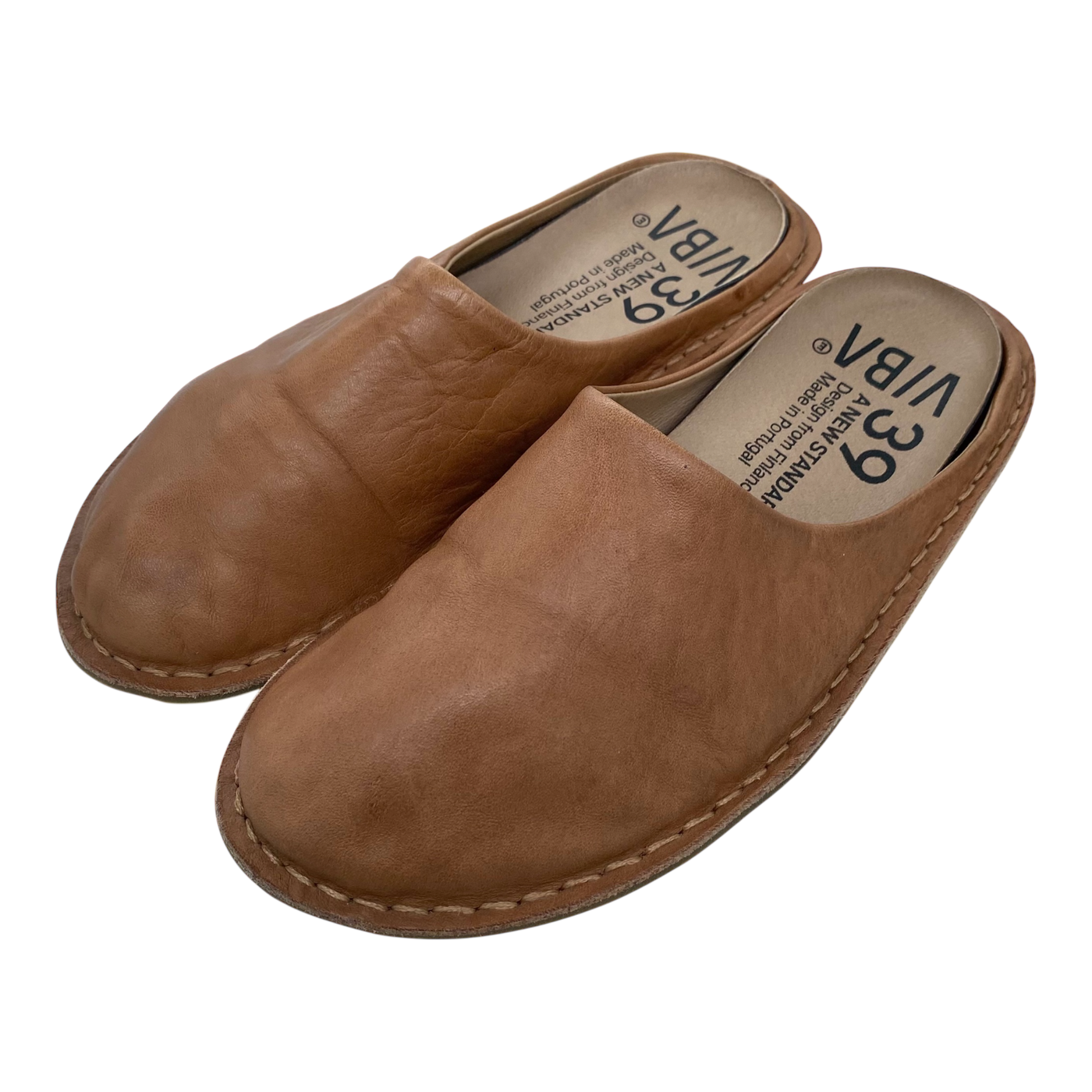 VIBAe Roma leather slippers, fawn tan | 39