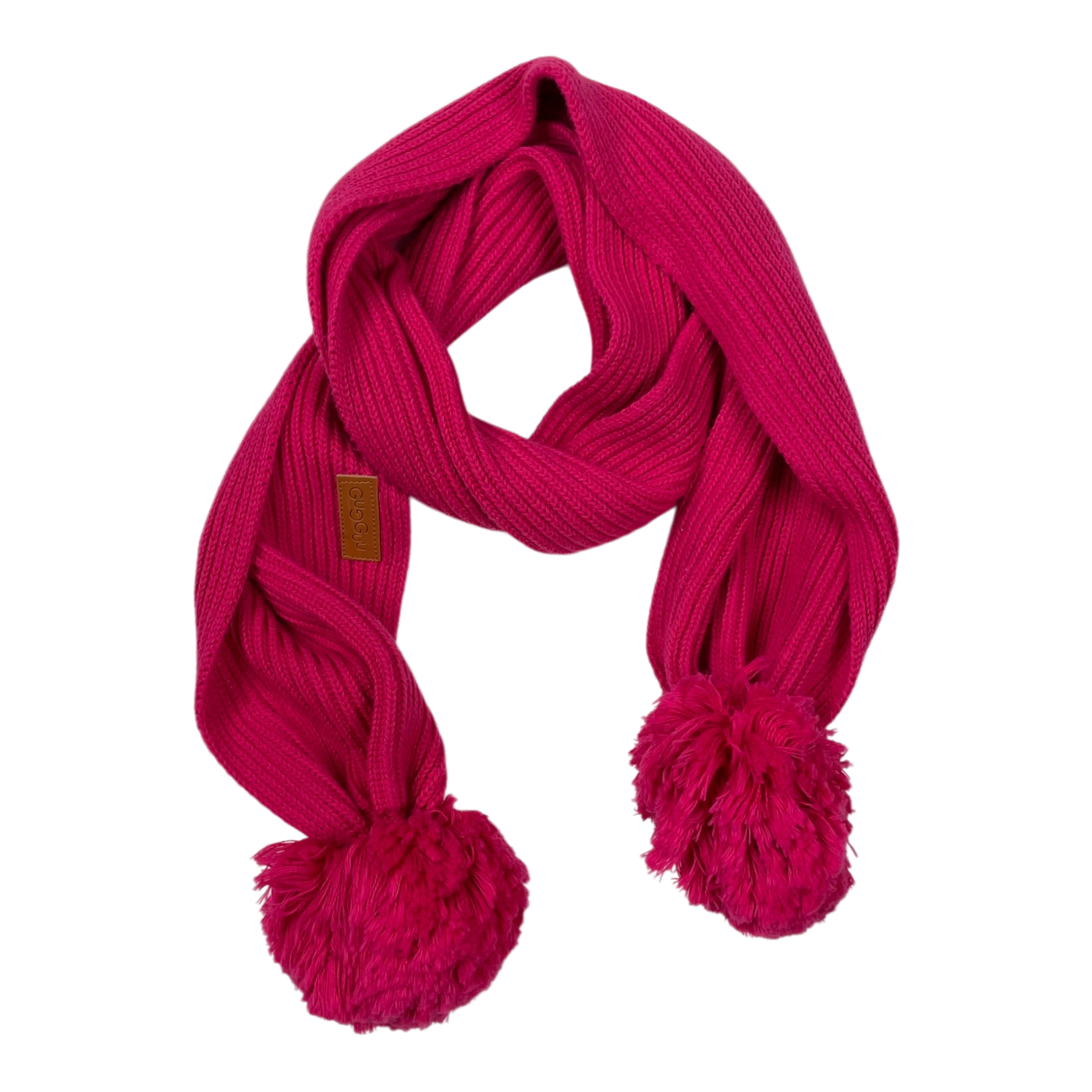 Gugguu scarf with poms, raspberry | one size