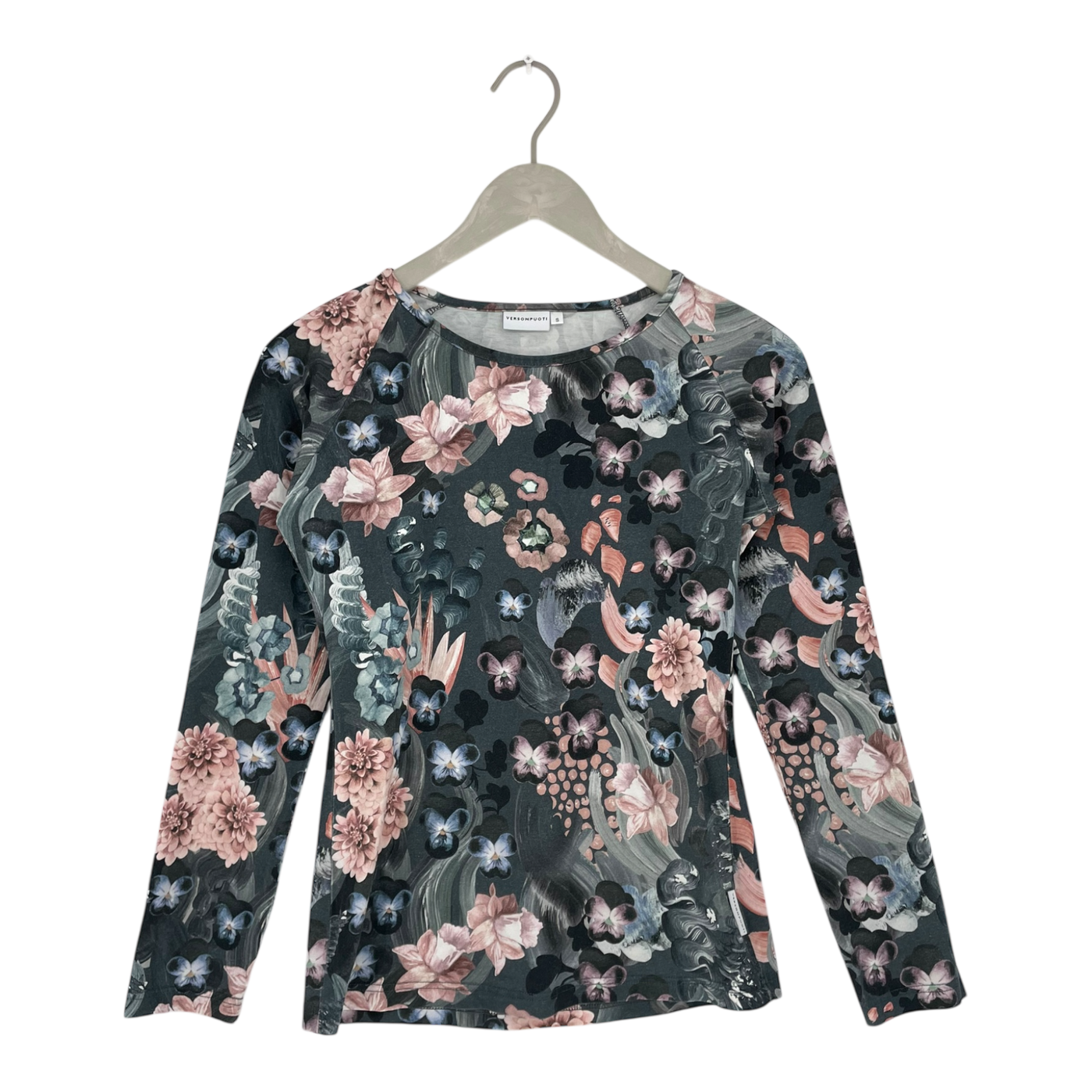 Versonpuoti shirt, grey flowers | woman S