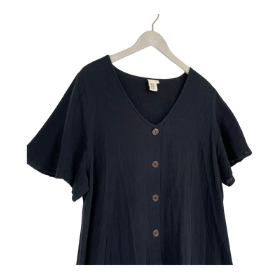 Kaiko muslin frill button dress, black | woman XL