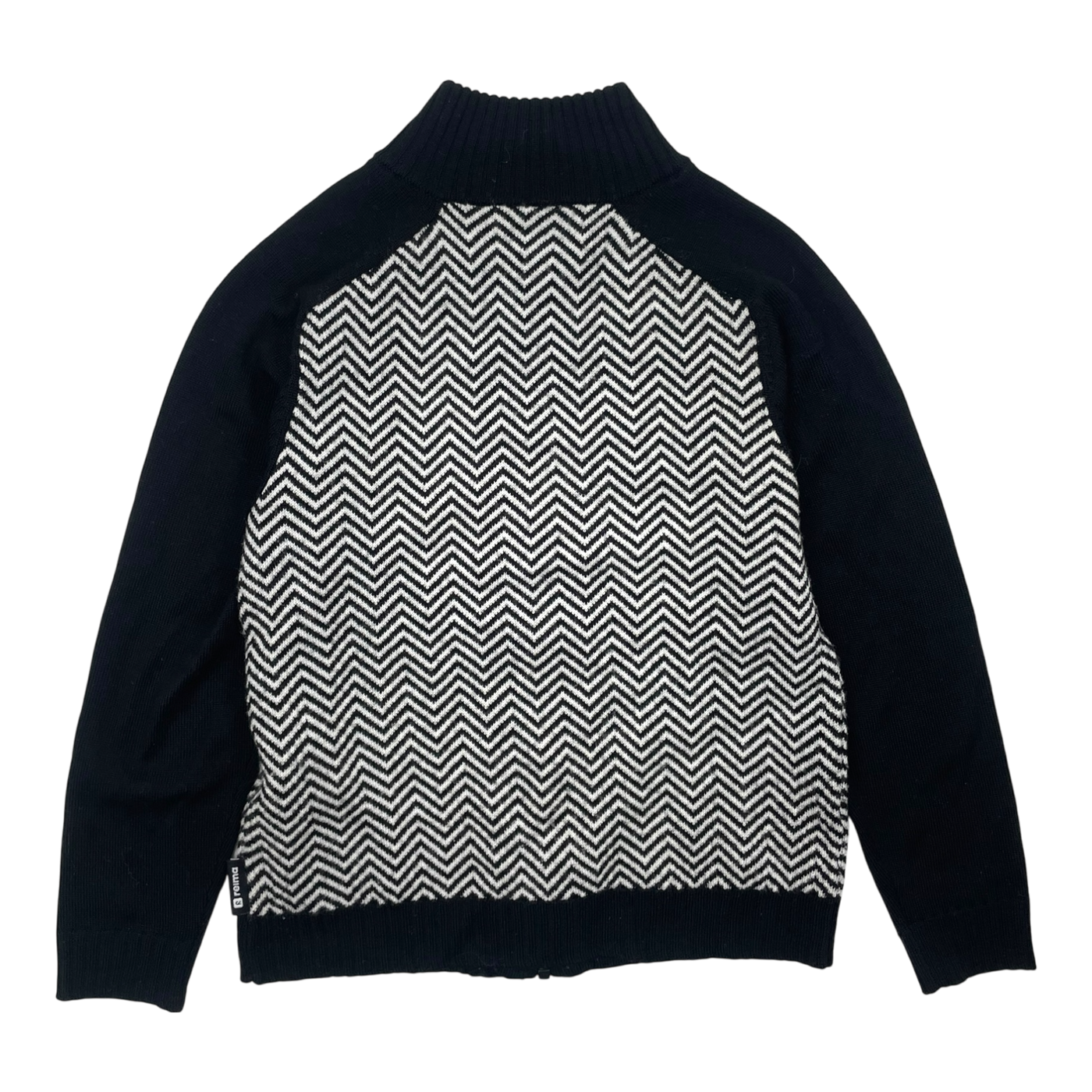 Reima rinteet wool zip sweater, black/white | 122cm