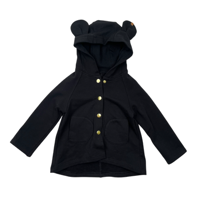 Metsola bear ear hoodie, black | 86/92cm