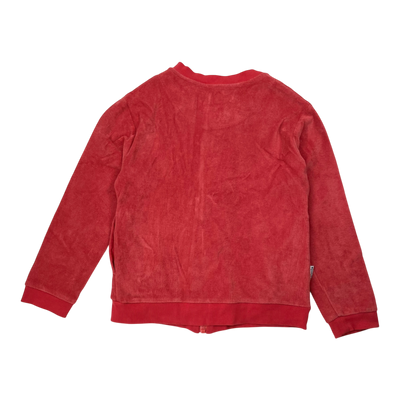 Metsola terry zipper sweatshirt, red | 134/140cm