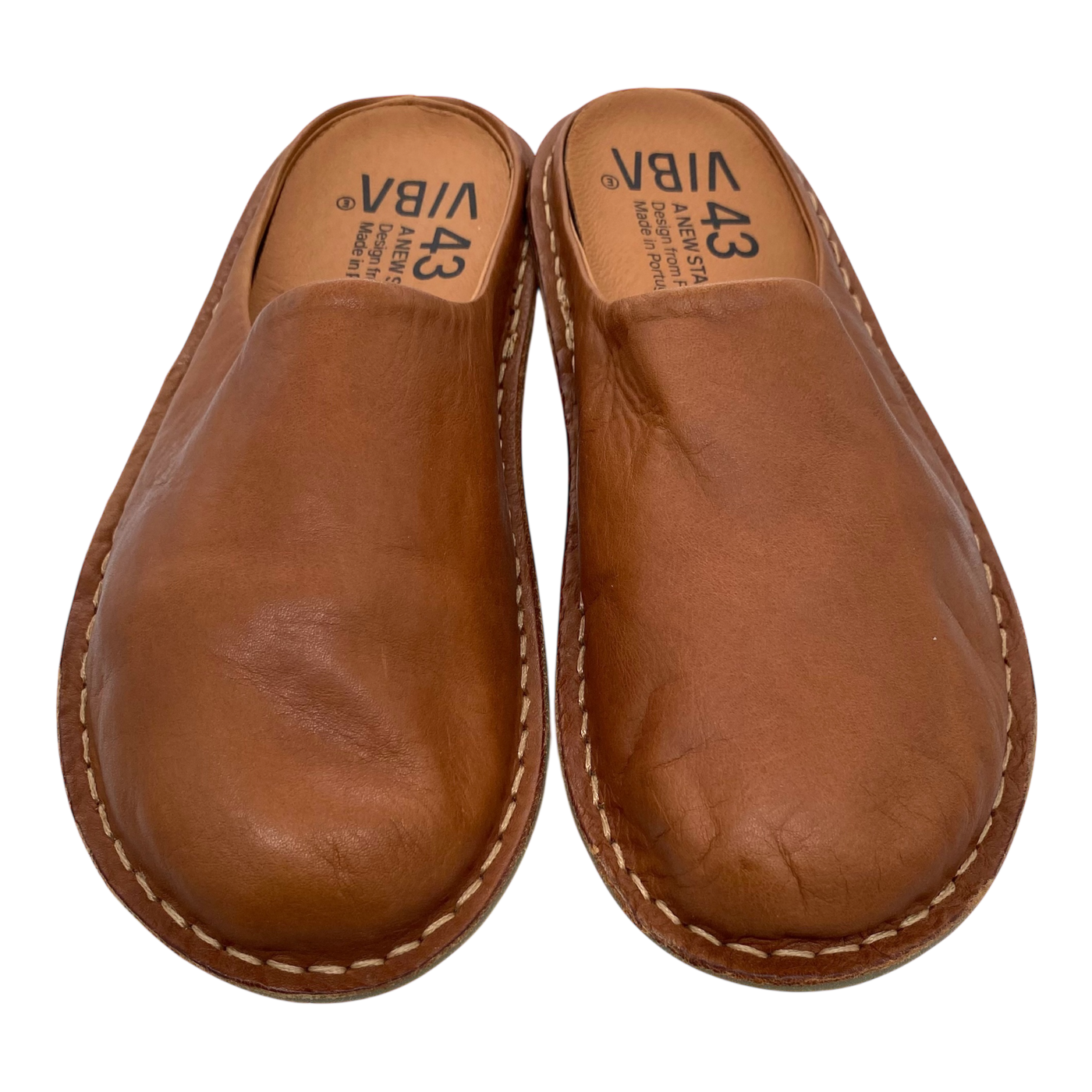 VIBAe Roma leather slippers, cognac brown | 43