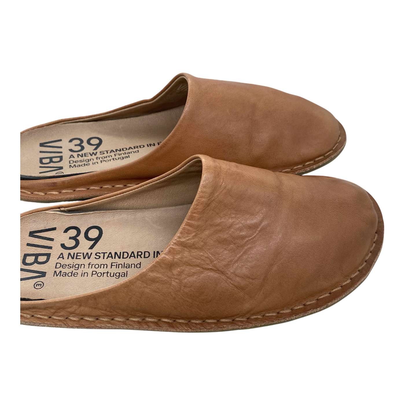 VIBAe Roma leather slippers, fawn tan | 39