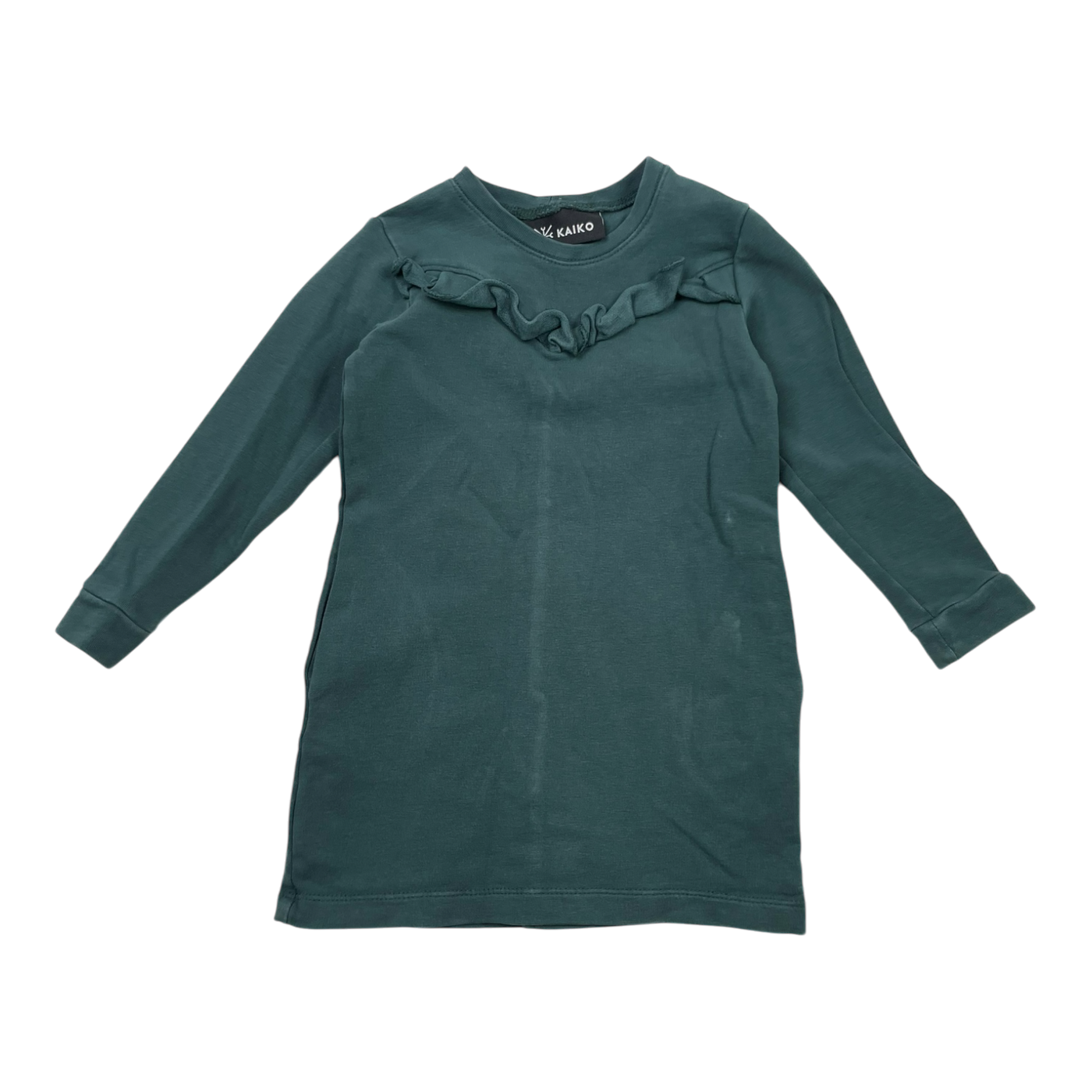 Kaiko frill sweat dress, teal | 86/92cm