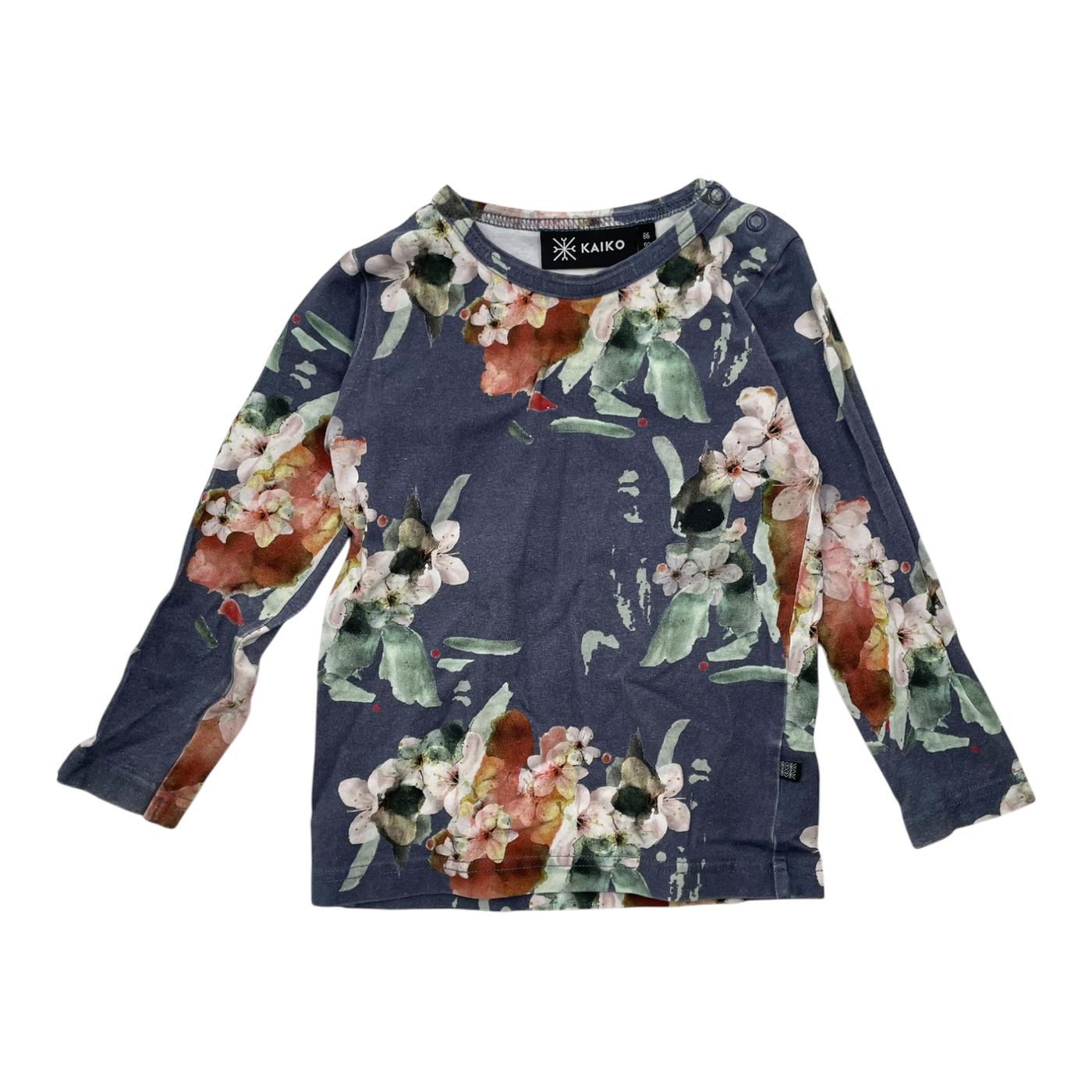 Kaiko shirt, blue blossom | 86/92cm