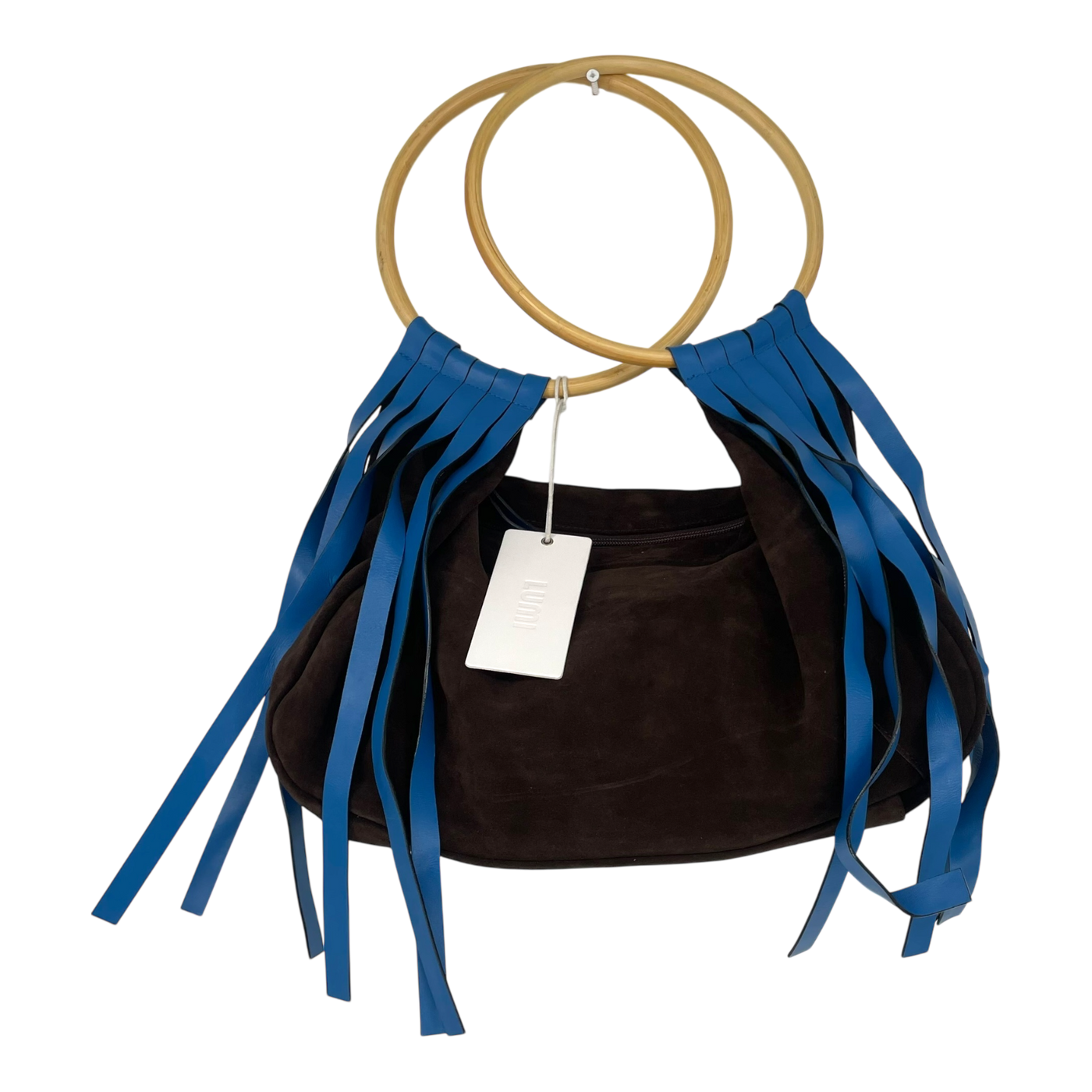 LUMI suede fringe bag, brown