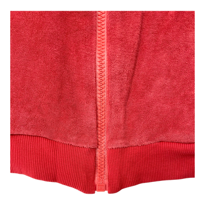 Metsola terry zipper sweatshirt, red | 134/140cm