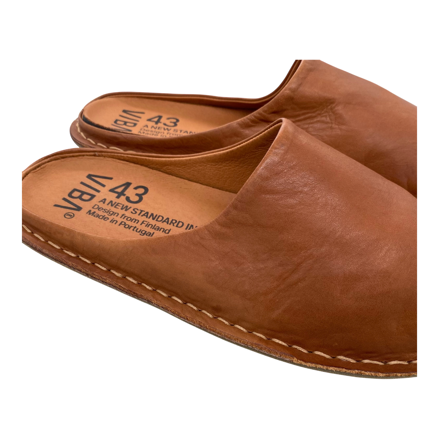 VIBAe Roma leather slippers, cognac brown | 43