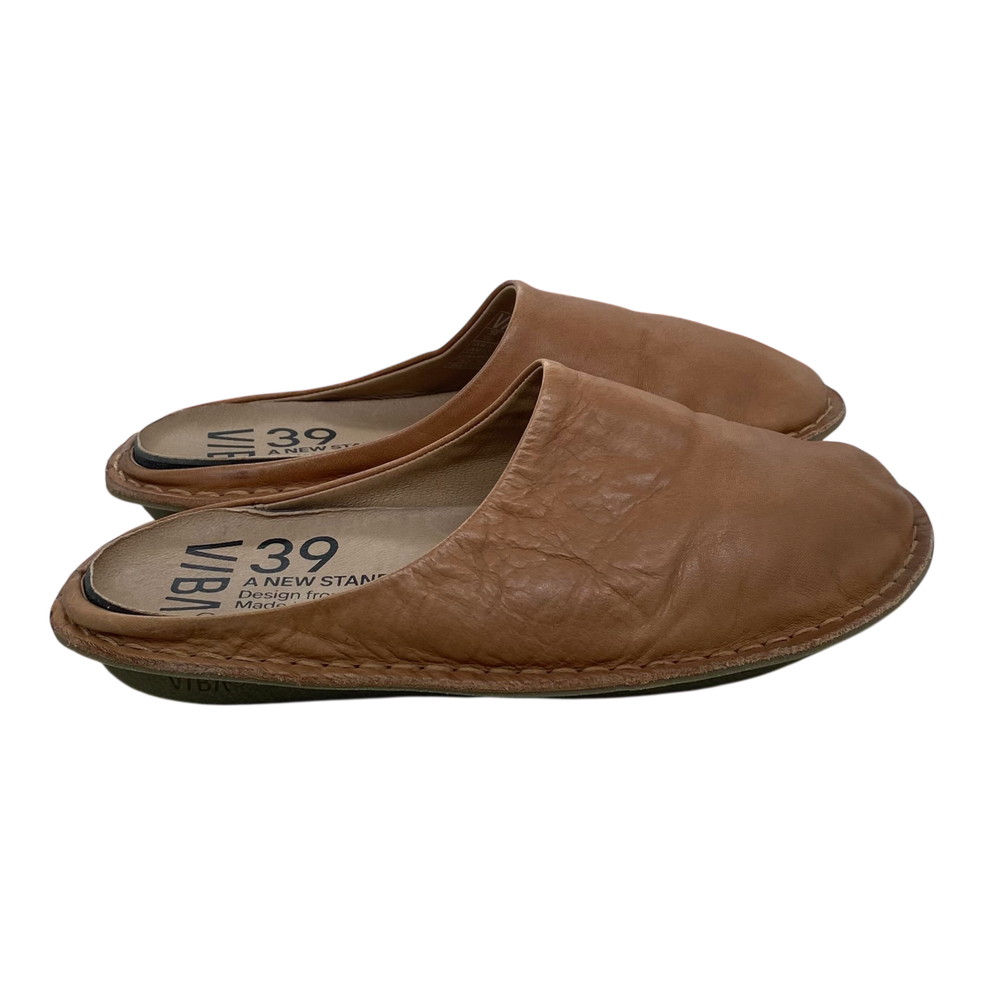 VIBAe Roma leather slippers, fawn tan | 39