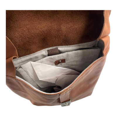 Harold's Bags leather lift notebook backpack, cognac brown