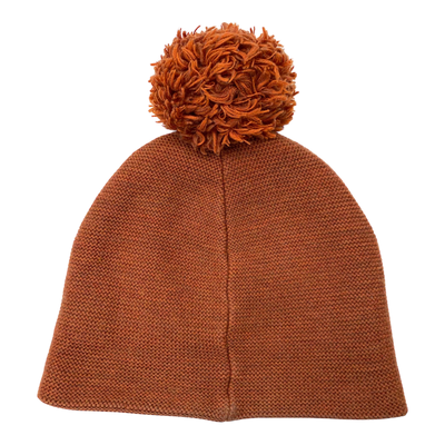 Metsola merino wool beanie with pom, orange | 56/58 cm