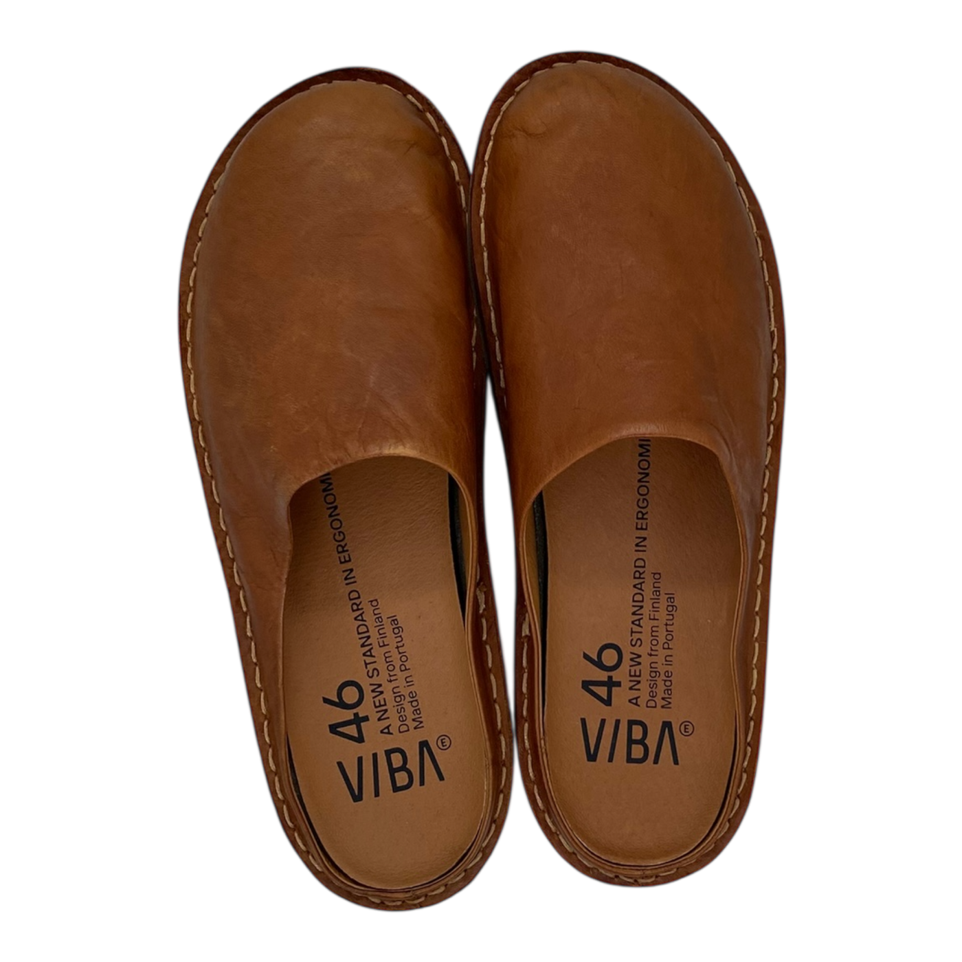 VIBAe Roma leather slippers, cognac brown | 46