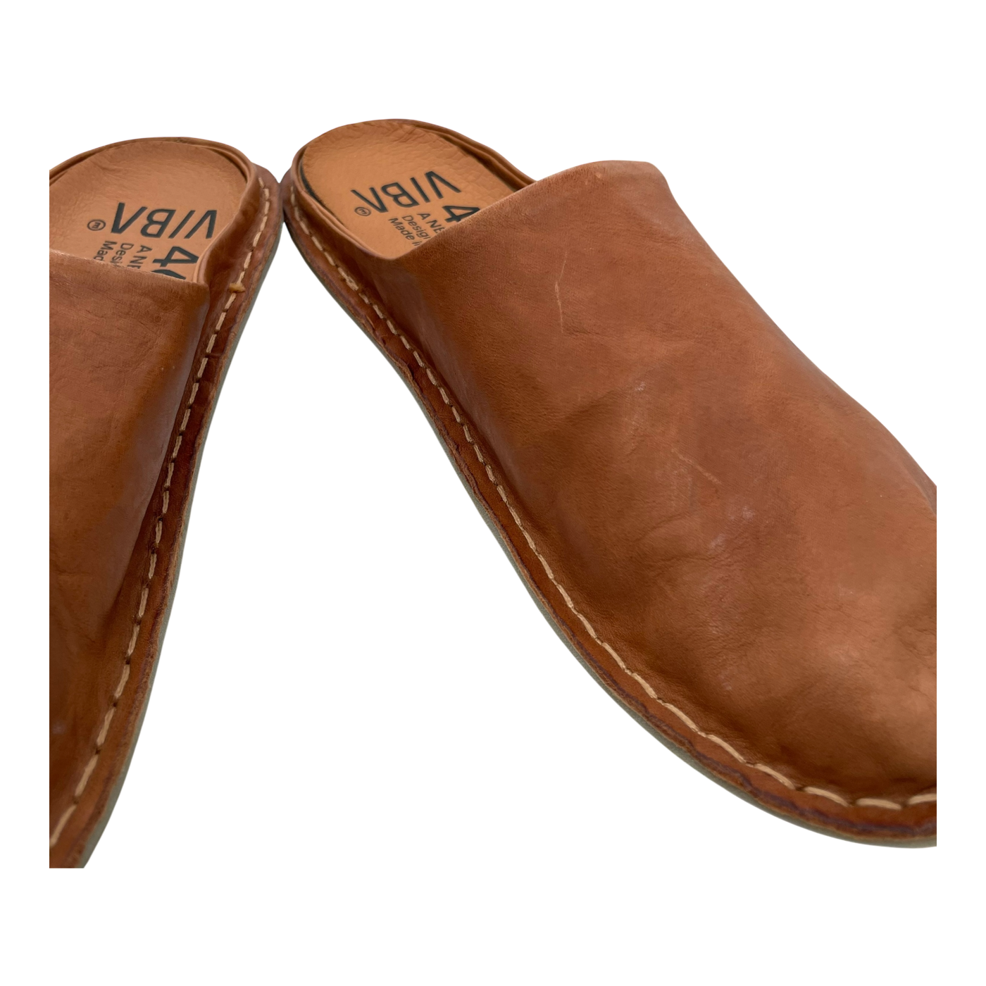 VIBAe Roma leather slippers, cognac brown | 46