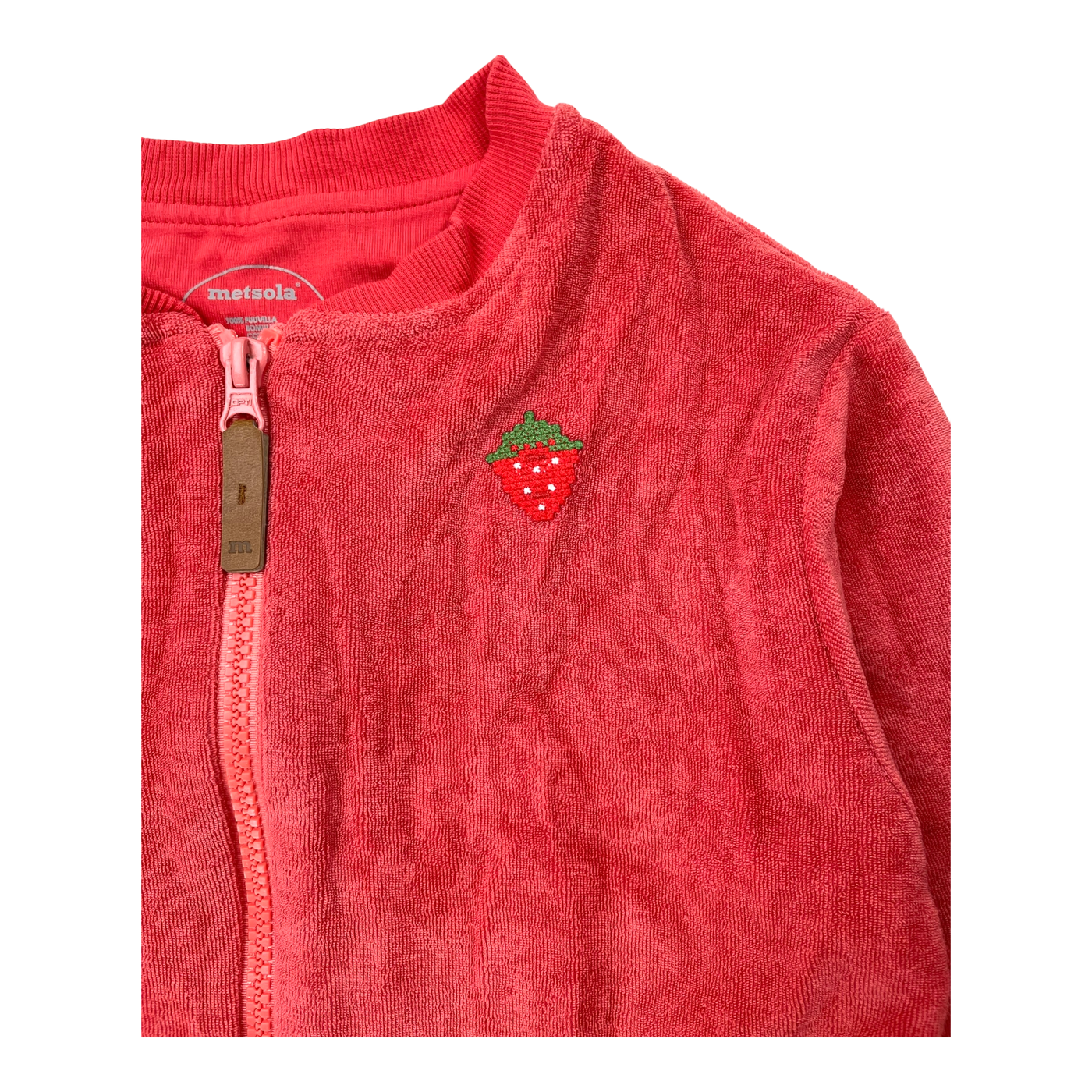 Metsola terry zipper sweatshirt, red | 134/140cm