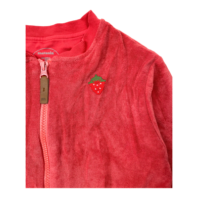 Metsola terry zipper sweatshirt, red | 134/140cm