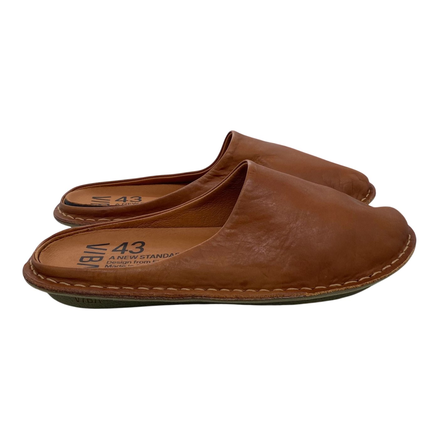 VIBAe Roma leather slippers, cognac brown | 43