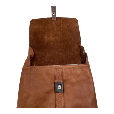 Harold's Bags leather lift notebook backpack, cognac brown