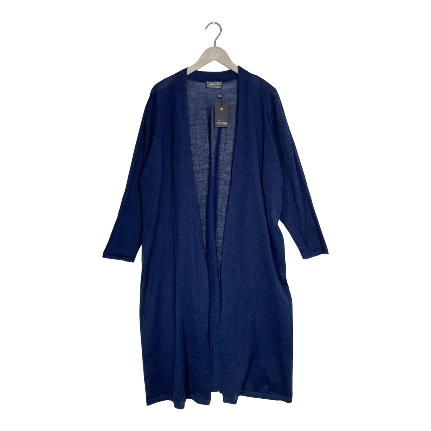 Alpa swan long cardigan in alpaca and silk, dark blue | woman XXL