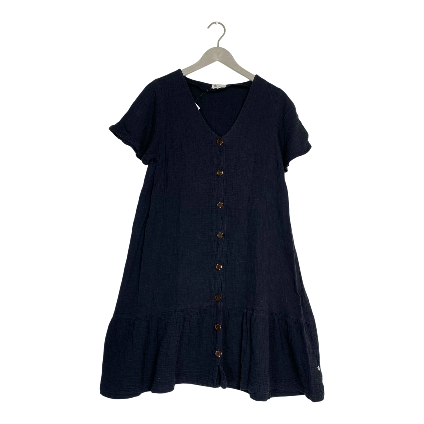 Kaiko muslin frill button dress, black | woman S