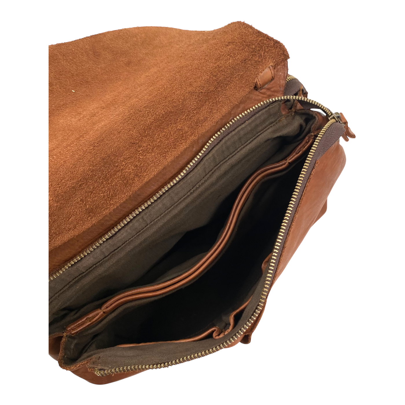 Harold's Bags leather submarine shoulderbag flap M, cognac