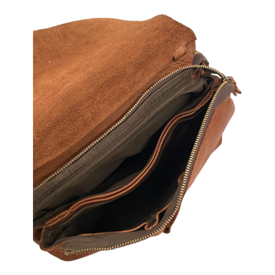 Harold's Bags leather submarine shoulderbag flap M, cognac