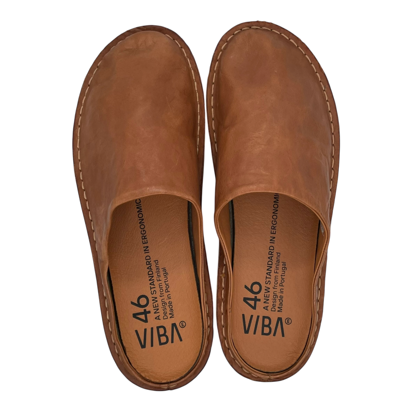 VIBAe Roma leather slippers, cognac brown | 46