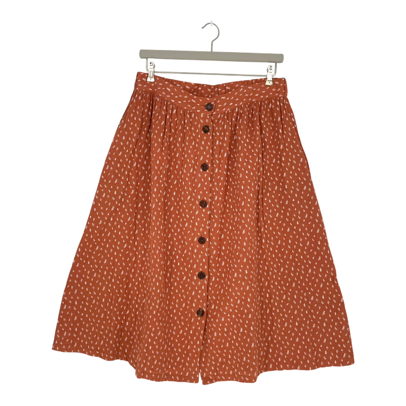 Kaiko muslin button skirt, vintage leaf | woman XL