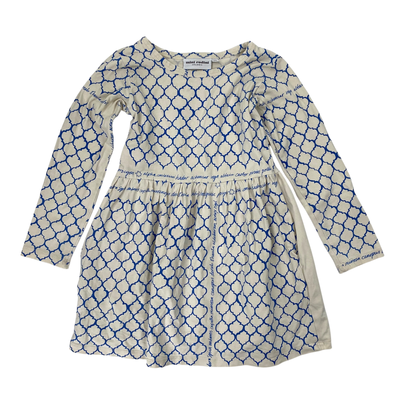 Mini Rodini dress, blue/cream | 104/110cm