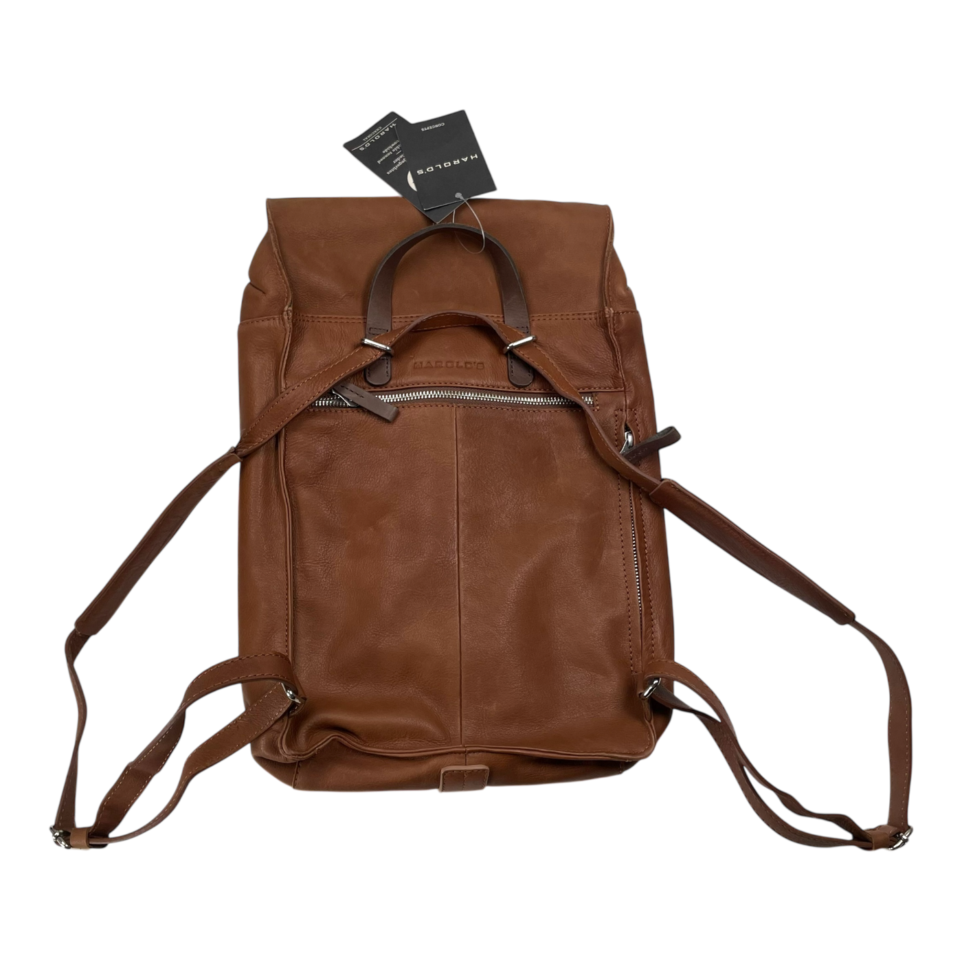 Harold's Bags leather lift notebook backpack, cognac brown